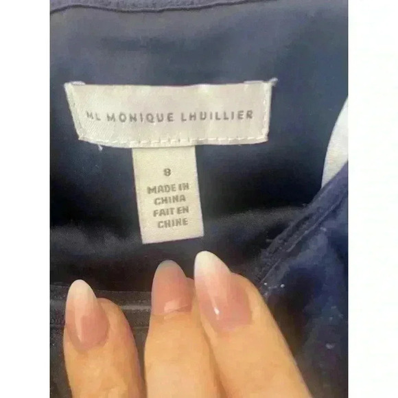 New Monique Lhuillier Cocktail Dress Off-The-Shoulder Bow Metallic Floral Size 8 - Picture 10 of 13